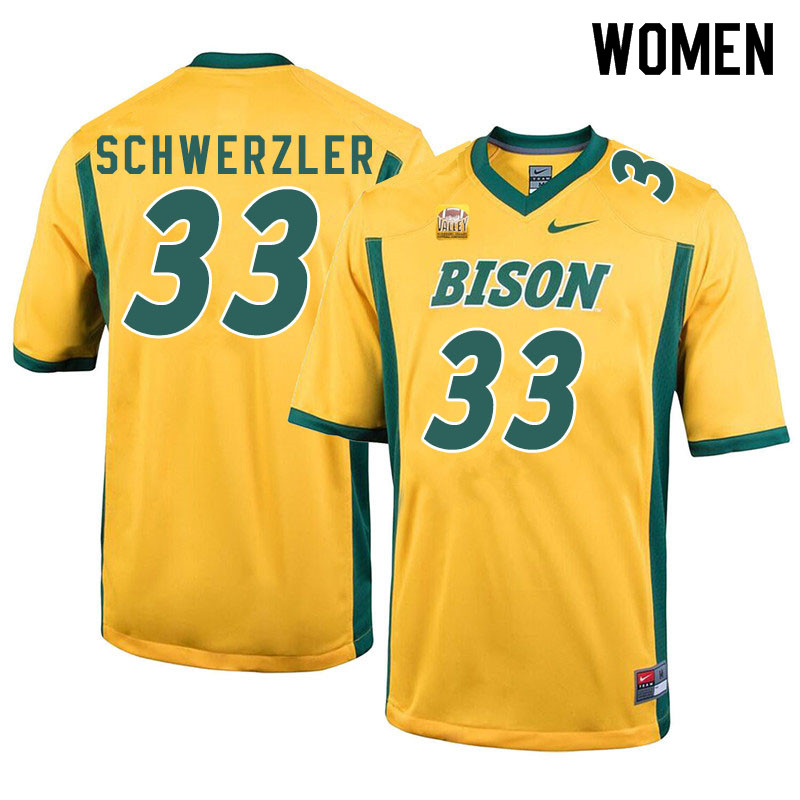 Women #33 Mason Schwerzler North Dakota State Bison College Football Jerseys Sale-Yellow